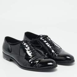 Pre Owned حذاء أوكسفورد جورجيو أرماني جلد برّاق أسود برباط مقاس 43