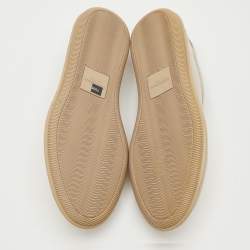 Pre Owned حذاء لوفرز جورجيو أرماني جلد بيج مطرز شعار سليب أون مقاس 41