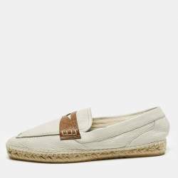 Pre Owned Giorgio Armani Size 44 Grey Croc Embossed Leather and Leather Loafers