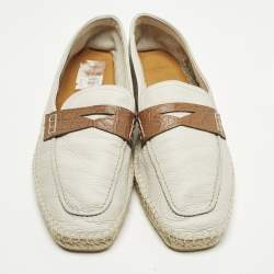 Pre Owned Giorgio Armani Size 44 Grey Croc Embossed Leather and Leather Loafers