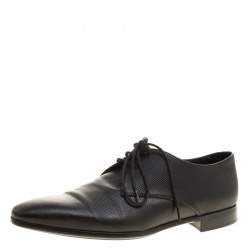Giorgio Armani Black Textured Leather Lace Up Oxfords Size 41