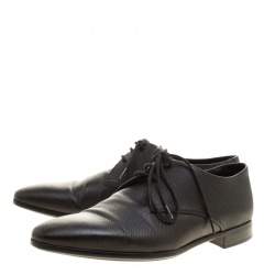 Giorgio Armani Black Textured Leather Lace Up Oxfords Size 41