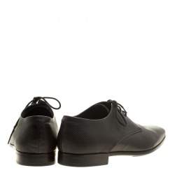 Giorgio Armani Black Textured Leather Lace Up Oxfords Size 41