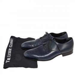 Pre Owned Giorgio Armani Blue Leather Oxford Shoes Size 40