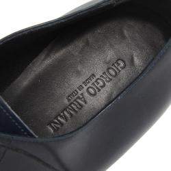 Pre Owned Giorgio Armani Blue Leather Oxford Shoes Size 40