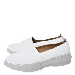 Pre Owned Giorgio Armani White Canvas Platform Slip On Loafers Size 41
