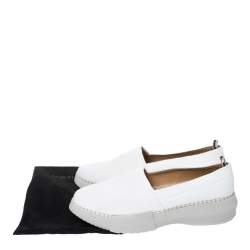 Pre Owned Giorgio Armani White Canvas Platform Slip On Loafers Size 41