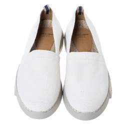 Pre Owned Giorgio Armani White Canvas Platform Slip On Loafers Size 41