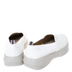 Pre Owned Giorgio Armani White Canvas Platform Slip On Loafers Size 41