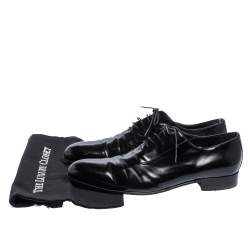 Giorgio Armani Black Textured Leather Lace Up Oxfords Size 44