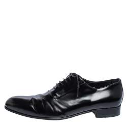 Giorgio Armani Black Textured Leather Lace Up Oxfords Size 44