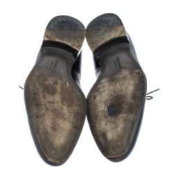 Giorgio Armani Black Textured Leather Lace Up Oxfords Size 44