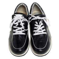Giorgio Armani Dark Blue Leather Lace Low Top Sneakers Size 42