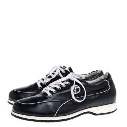 Giorgio Armani Dark Blue Leather Lace Low Top Sneakers Size 42