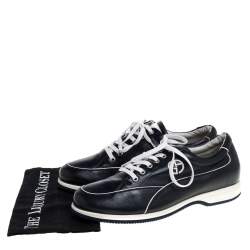 Giorgio Armani Dark Blue Leather Lace Low Top Sneakers Size 42