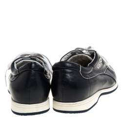 Giorgio Armani Dark Blue Leather Lace Low Top Sneakers Size 42