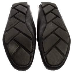Giorgio Armani Black Embossed Leather Slip On Loafers Size 44