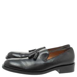 Pre Owned Giorgio Armani Black Leather Tassel Loafers Size 43