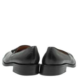 Pre Owned Giorgio Armani Black Leather Tassel Loafers Size 43