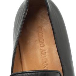 Pre Owned Giorgio Armani Black Leather Tassel Loafers Size 43