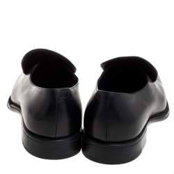 Pre Owned Giorgio Armani Black Leather Slip On Loafers Size 41