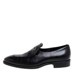 Pre Owned Giorgio Armani Black Leather Slip On Loafers Size 41