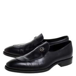 Pre Owned Giorgio Armani Black Leather Slip On Loafers Size 41