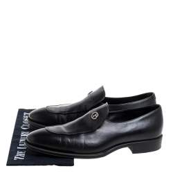 Pre Owned Giorgio Armani Black Leather Slip On Loafers Size 41