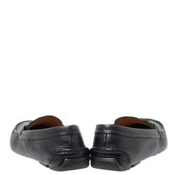 Giorgio Armani Black Leather Braided Bit Slip On Loafers Size 43.5