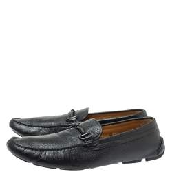 Giorgio Armani Black Leather Braided Bit Slip On Loafers Size 43.5
