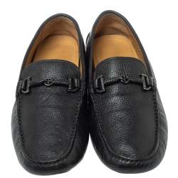 Giorgio Armani Black Leather Braided Bit Slip On Loafers Size 43.5