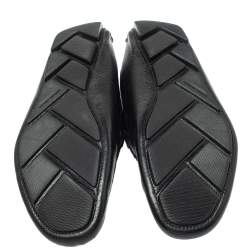 Giorgio Armani Black Leather Braided Bit Slip On Loafers Size 43.5