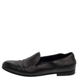 Giorgio Armani Black Leather Smoking Slippers Size 45