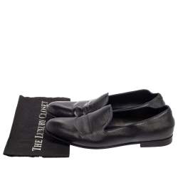 Giorgio Armani Black Leather Smoking Slippers Size 45
