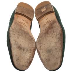 Giorgio Armani Dark Green Nubuck  Smoking Slipper Loafers Size 45 