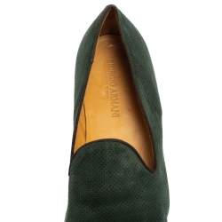Giorgio Armani Dark Green Nubuck  Smoking Slipper Loafers Size 45 