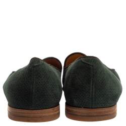 Giorgio Armani Dark Green Nubuck  Smoking Slipper Loafers Size 45 