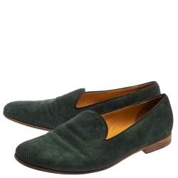 Giorgio Armani Dark Green Nubuck  Smoking Slipper Loafers Size 45 