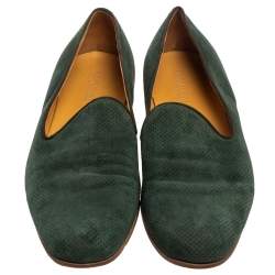 Giorgio Armani Dark Green Nubuck  Smoking Slipper Loafers Size 45 