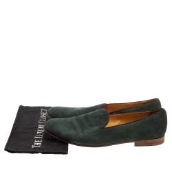 Giorgio Armani Dark Green Nubuck  Smoking Slipper Loafers Size 45 