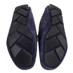 Giorgio Armani Blue Textured Suede Slip On Loafers Size 44