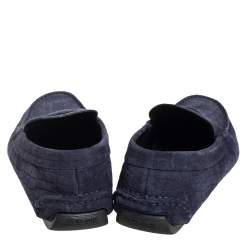 Giorgio Armani Blue Textured Suede Slip On Loafers Size 44