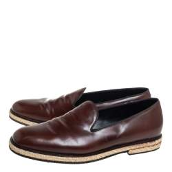 Giorgio Armani Brown Leather Slip On Espadrilles Size 42.5