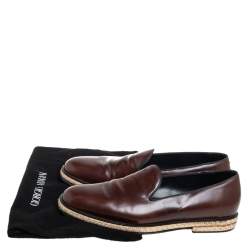 Giorgio Armani Brown Leather Slip On Espadrilles Size 42.5