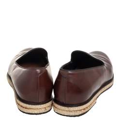 Giorgio Armani Brown Leather Slip On Espadrilles Size 42.5