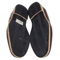 Giorgio Armani Brown Leather Slip On Espadrilles Size 42.5