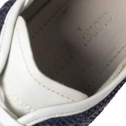 Pre Owned Giorgio Armani Blue Leather Low Top Sneakers Size 41.5