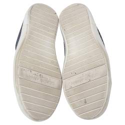 Pre Owned Giorgio Armani Blue Leather Low Top Sneakers Size 41.5