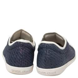 Pre Owned Giorgio Armani Blue Leather Low Top Sneakers Size 41.5