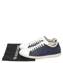 Pre Owned Giorgio Armani Blue Leather Low Top Sneakers Size 41.5